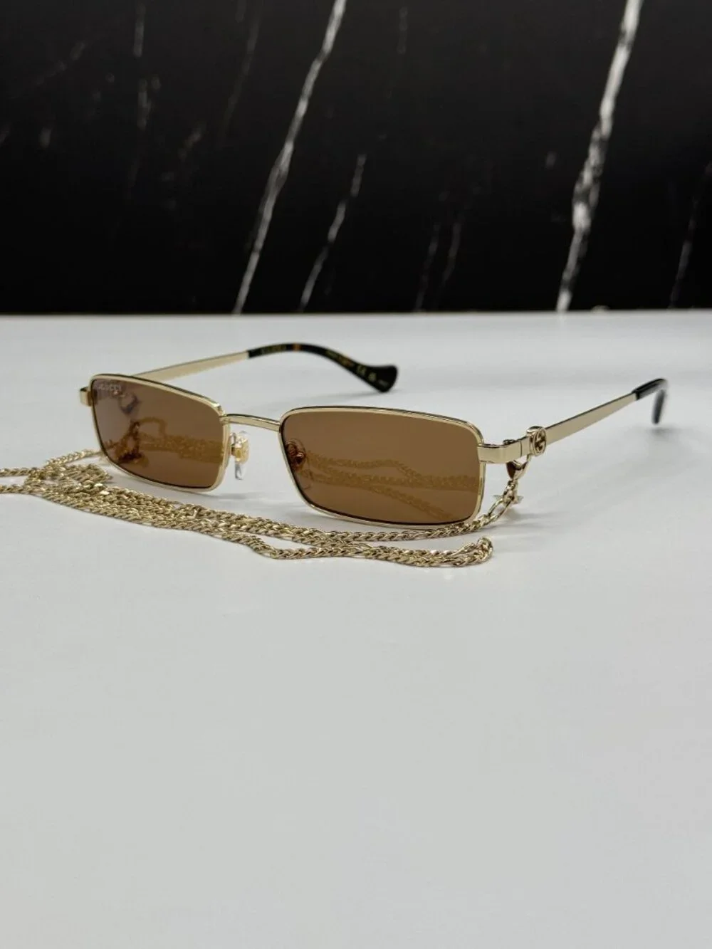 NEW GUCCI GG1600S 002 GOLD WOMEN SUNGLASSES WITH CHAIN